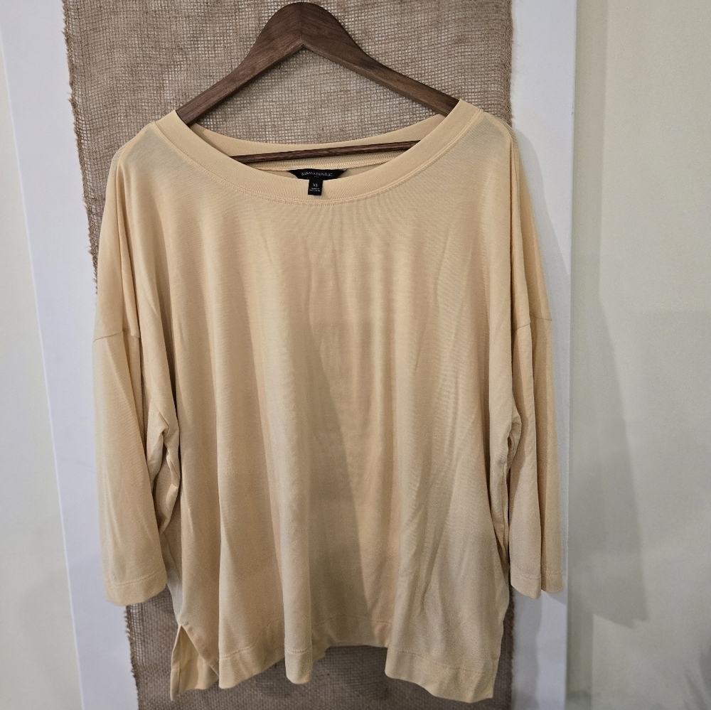 Banana Republic yellow 3/4 sleeve perfect baggy t-shirt size XL